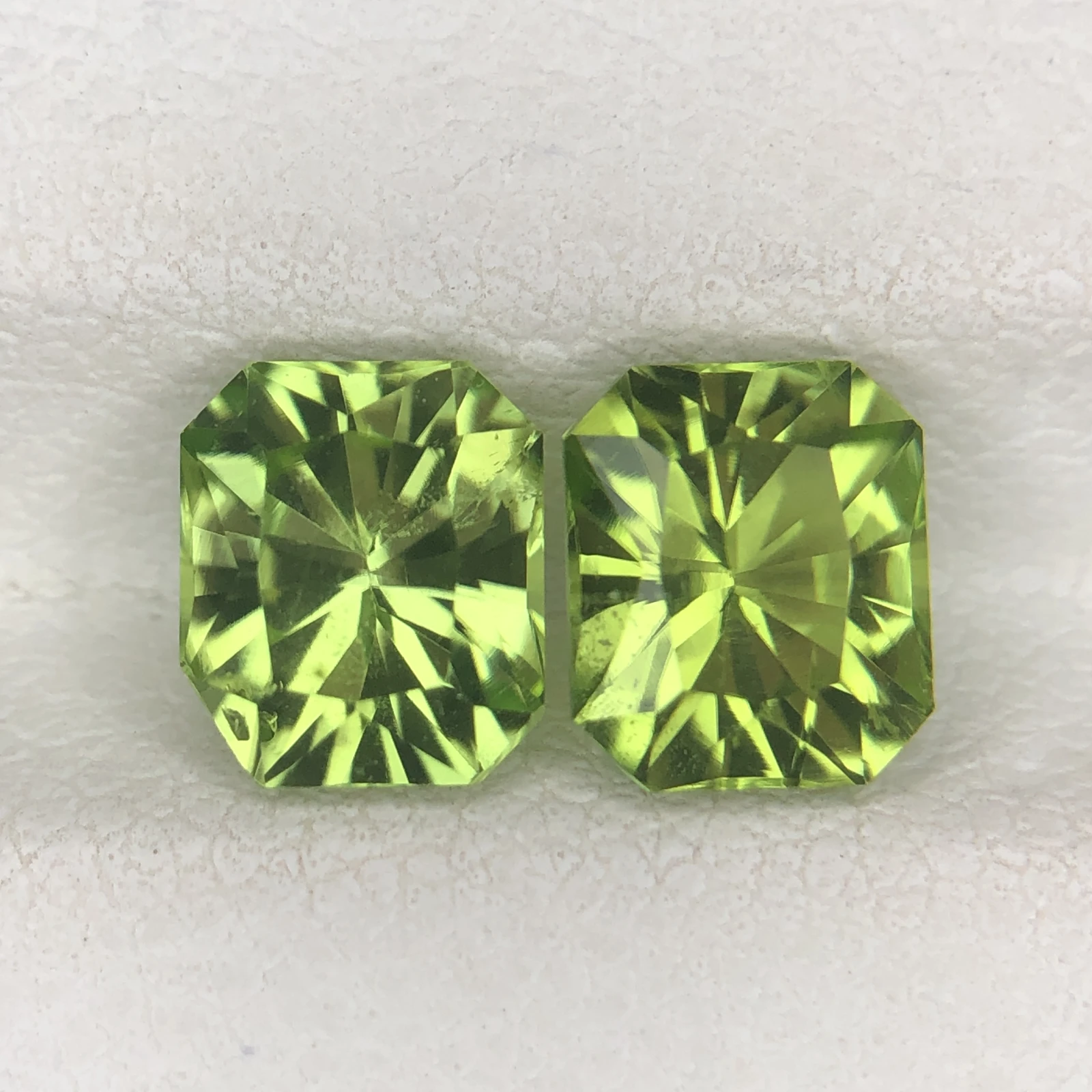 2.55 ct Natural Peridot loose gemstone pair fancy octagon cut
