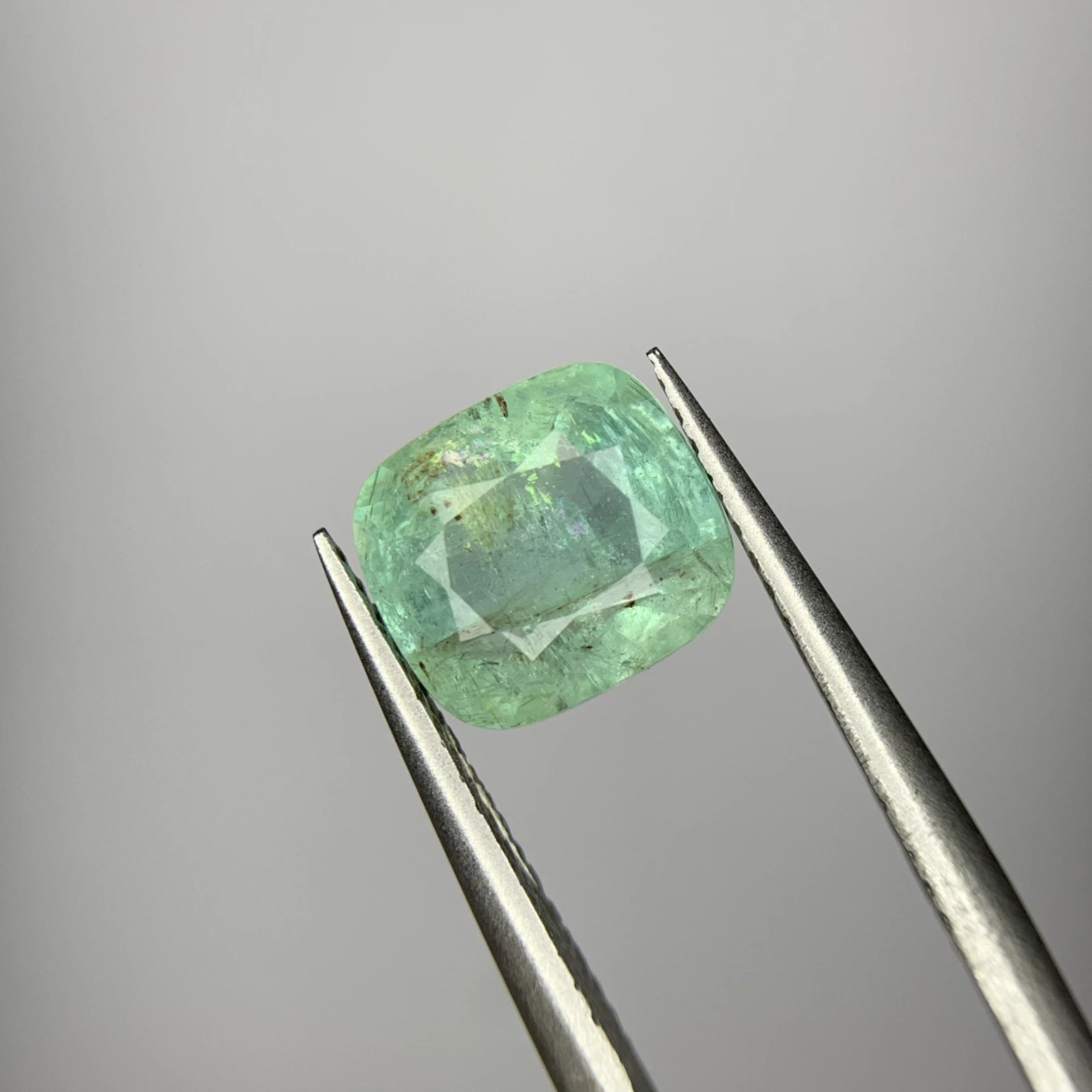 2.35ct Natural Emerald loose gemstone cushion cut from Chitral Pakistan