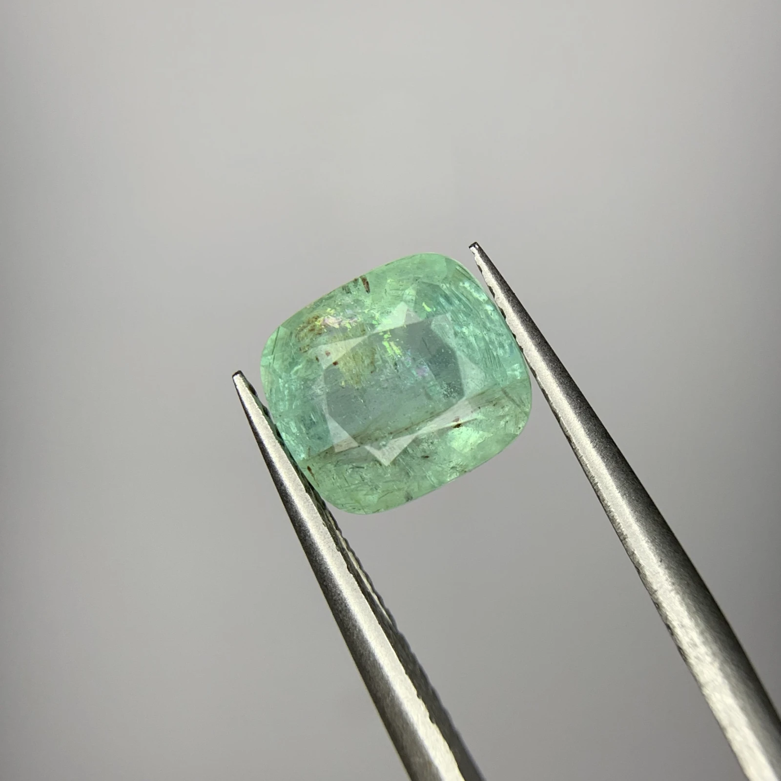 2.35ct Natural Emerald loose gemstone cushion cut from Chitral Pakistan