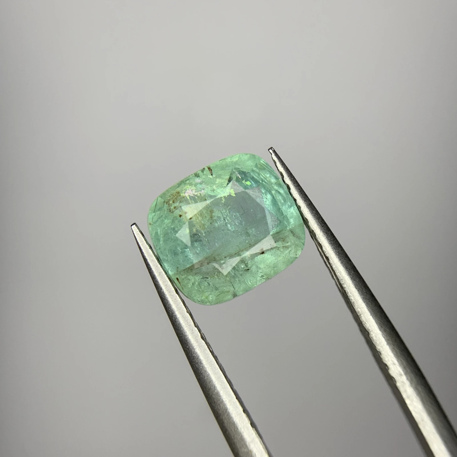 2.35ct Natural Emerald loose gemstone cushion cut from Chitral Pakistan