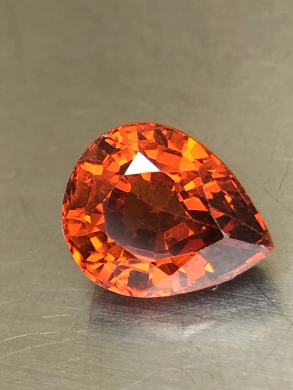 Mandarin Garnet 3.2 carats in Pear Shape from Tanzania