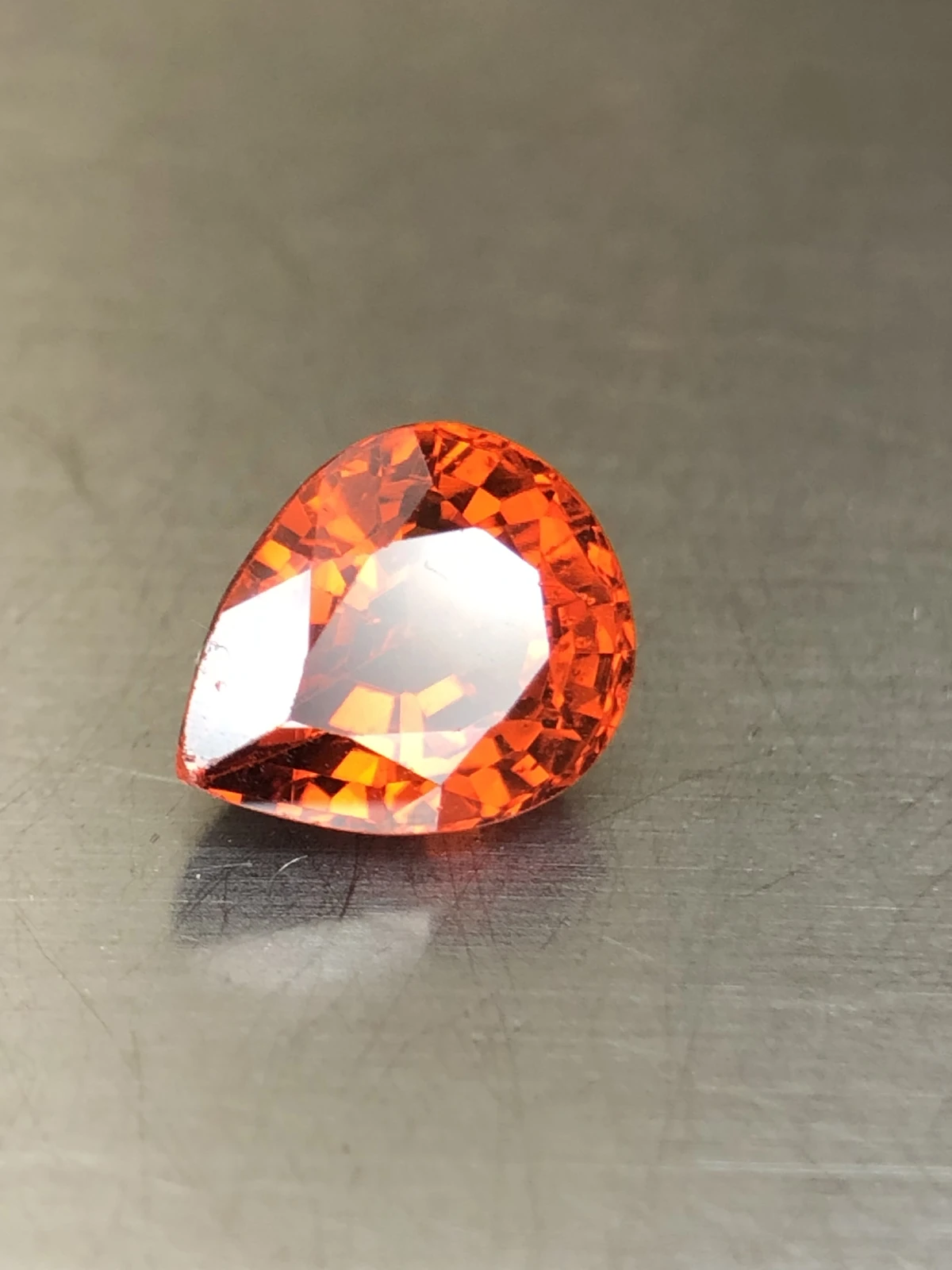 Mandarin Garnet 3.2 carats in Pear Shape from Tanzania