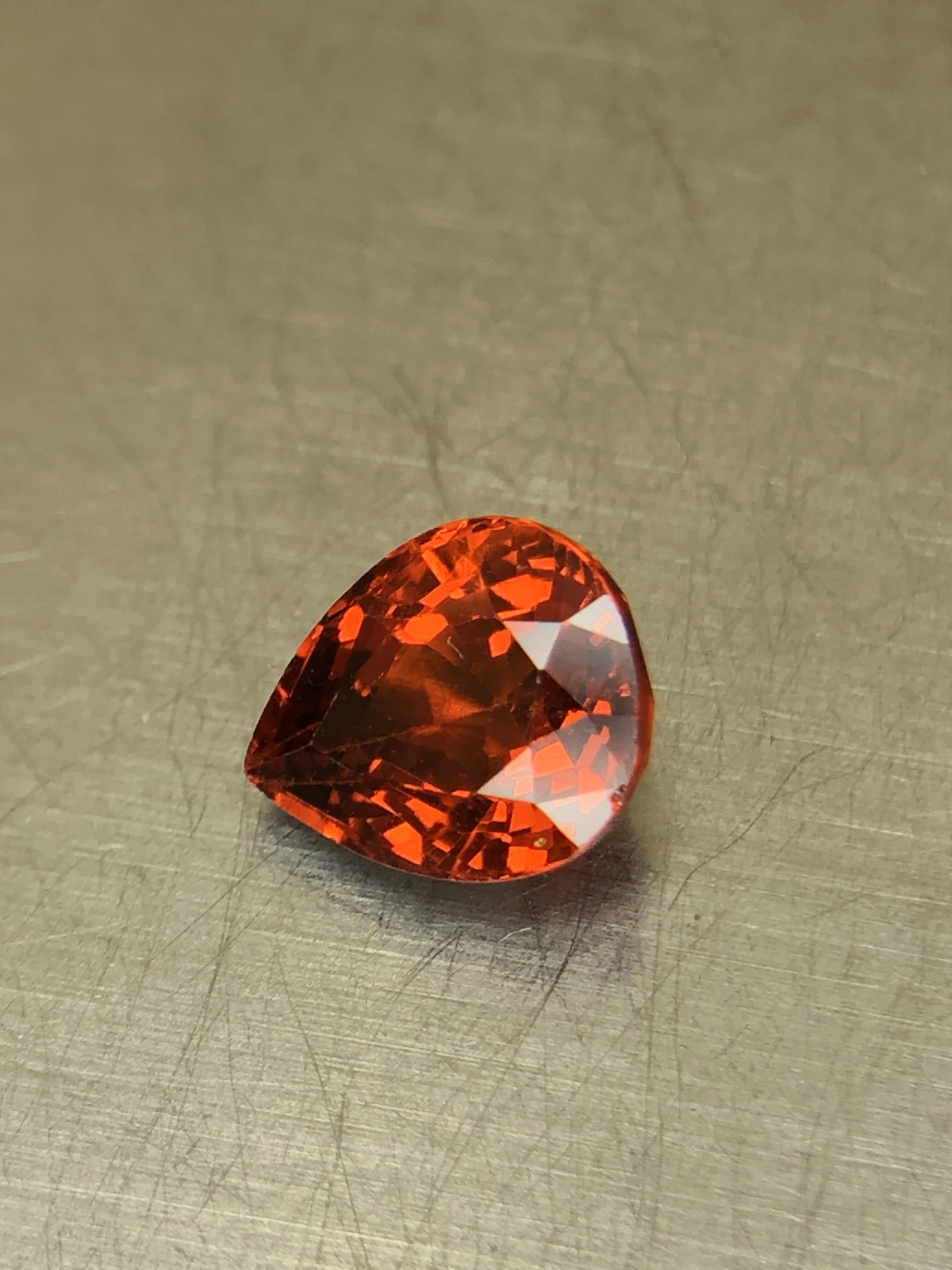 Mandarin Garnet 3.2 carats in Pear Shape from Tanzania