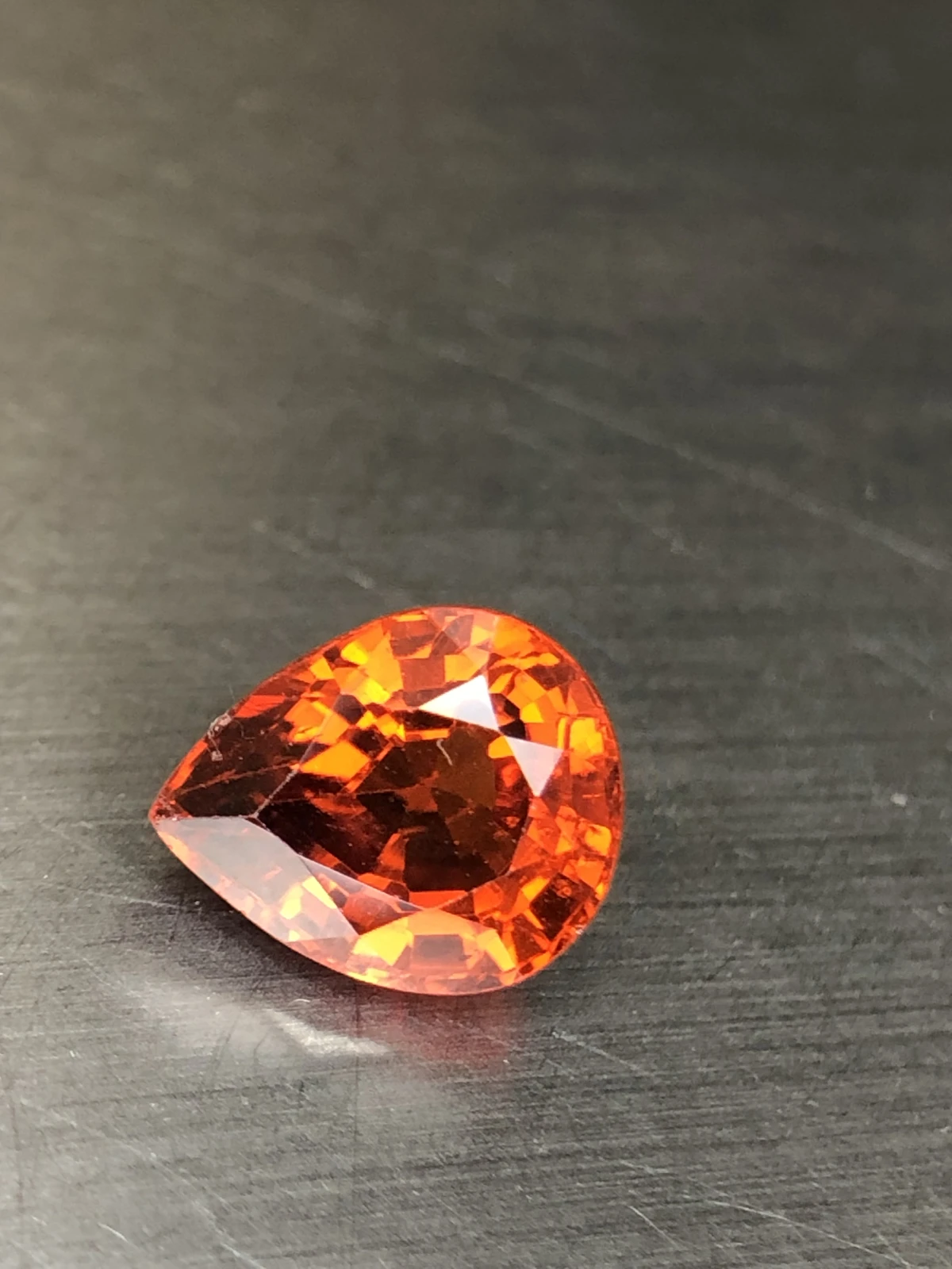 Mandarin Garnet 3.2 carats in Pear Shape from Tanzania