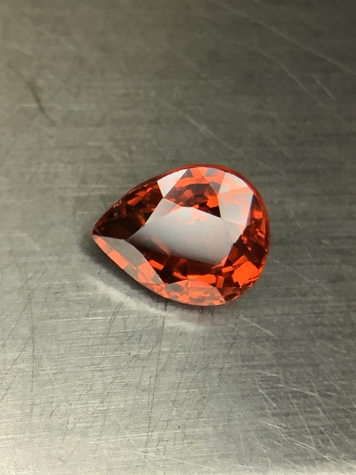 Mandarin Garnet 3.2 carats in Pear Shape from Tanzania