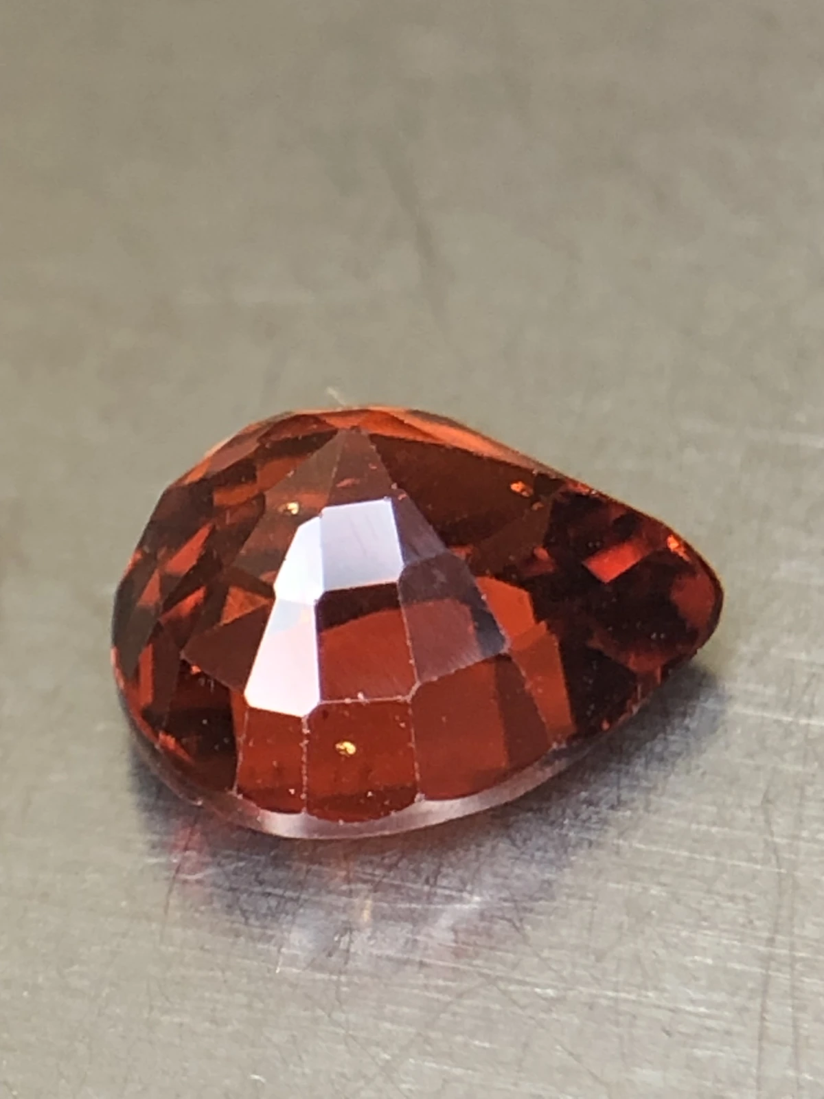Mandarin Garnet 3.2 carats in Pear Shape from Tanzania