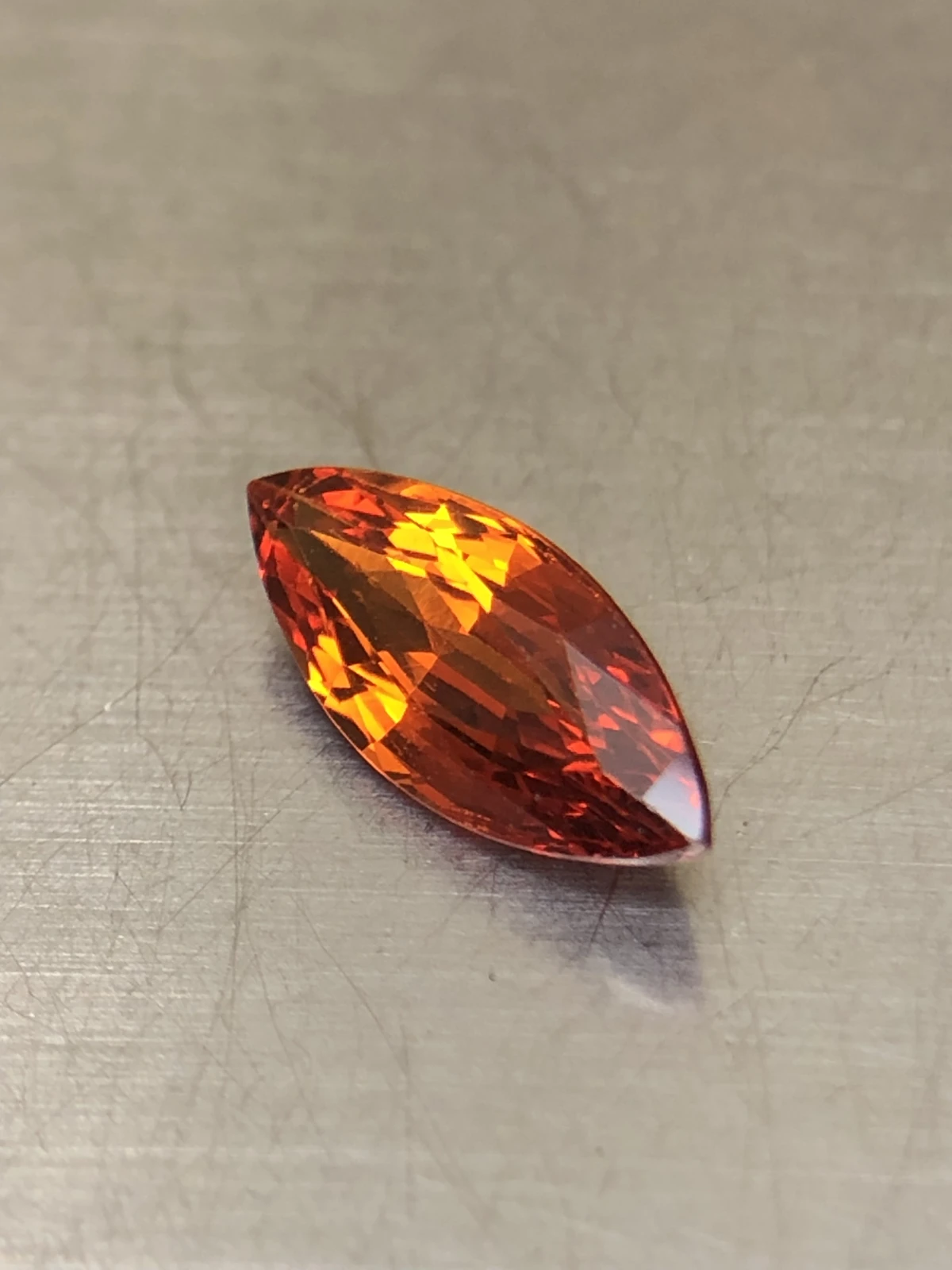 Mandarin Garnet 2.3 carats in Marquise Cut from Tanzania