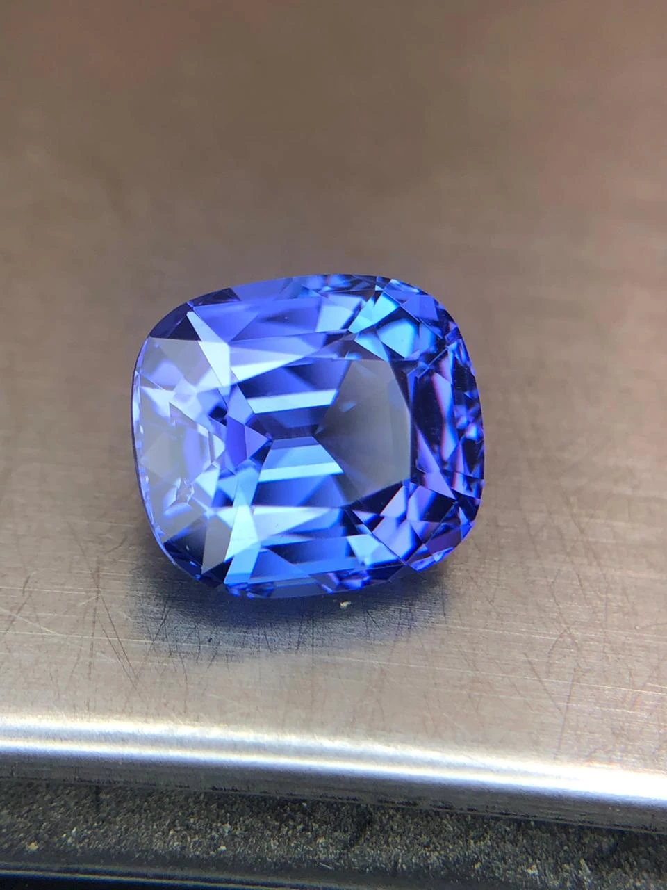 Tanzanite 5.3 carat, AA Grade in Step Cushion Cut