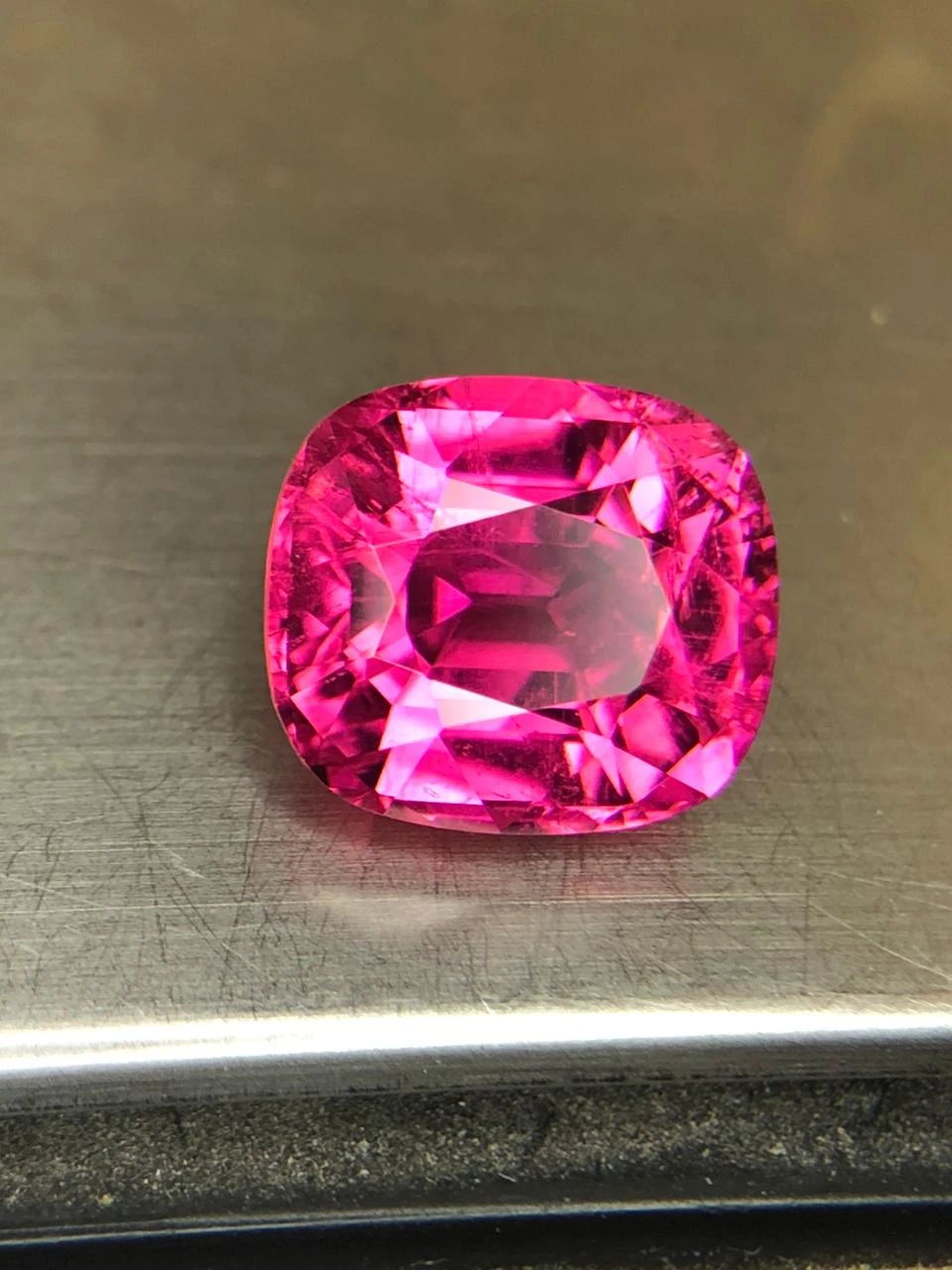 Neon Pink Rubellite 5.8 carats in Cushion Cut from Afghanistan