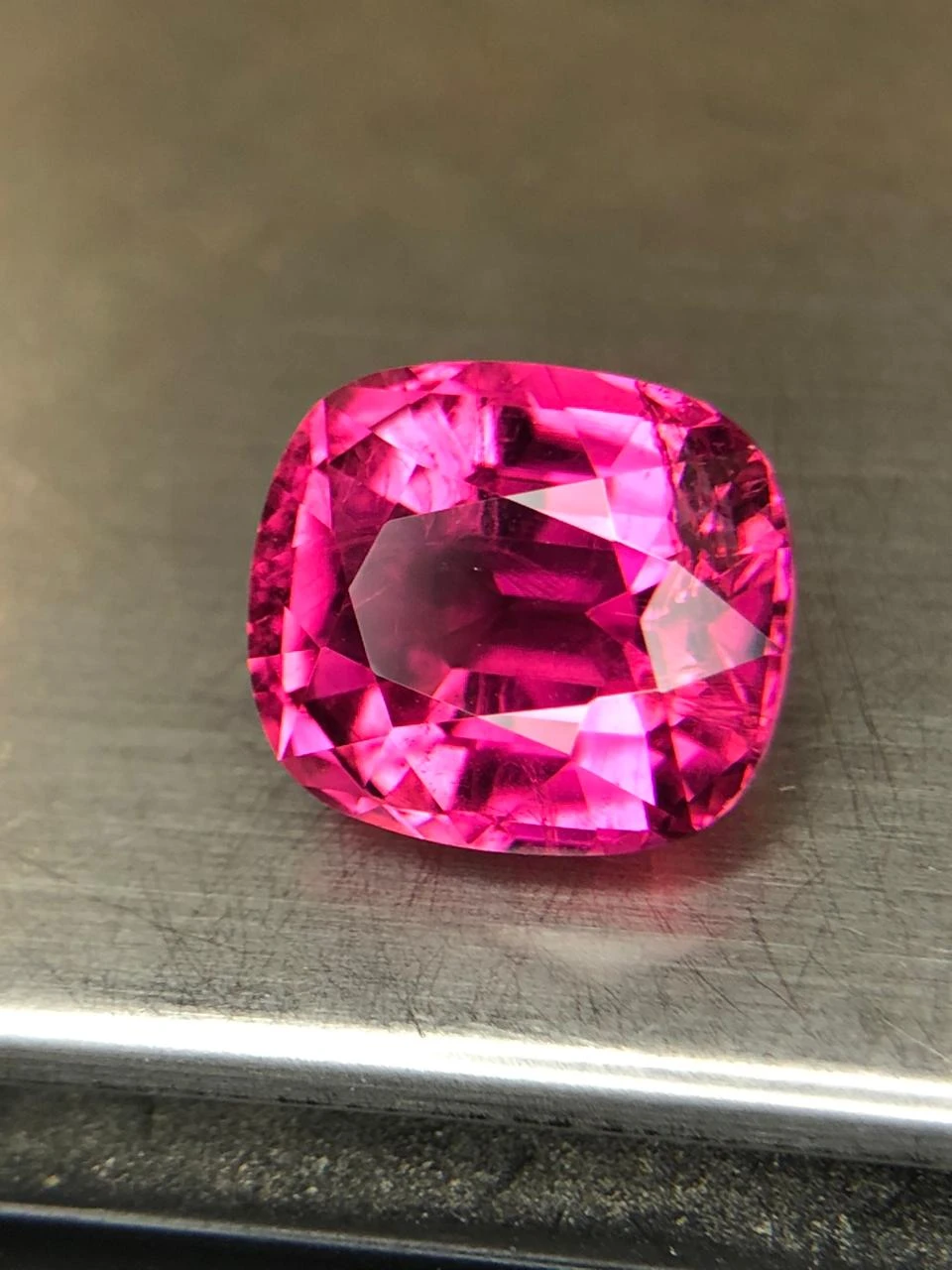 Neon Pink Rubellite 5.8 carats in Cushion Cut from Afghanistan