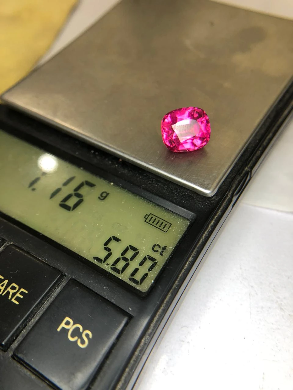 Neon Pink Rubellite 5.8 carats in Cushion Cut from Afghanistan