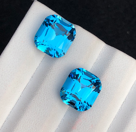 22.10 CT Natural Swiss Blue Pair Cushion Shape Loose Gemstone